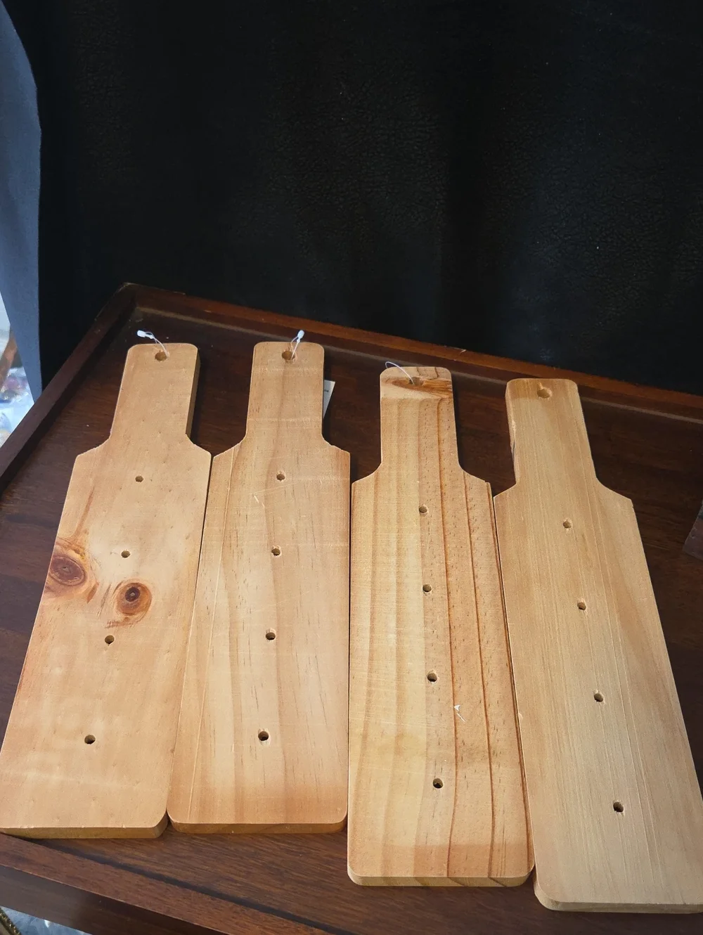 Natural Wood Set Of Four (4) Flight Boards Unfinished Wood With 4 Circle Cutouts